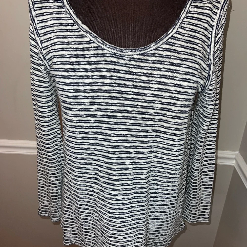 Lucy &‎ Laurel Womens Thin Sweater Navy Striped M